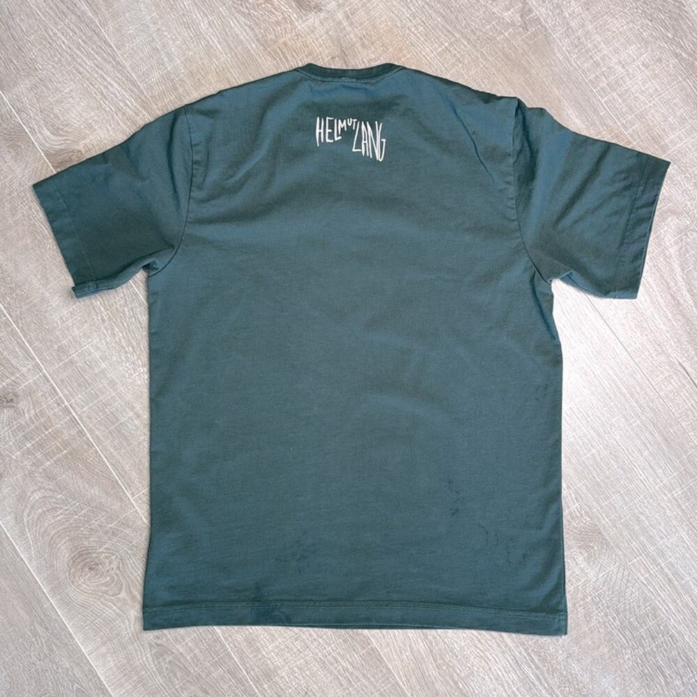 HELMUT LANG Men’s Green Scribbled PARTTIME COWBOY Short Sleeve Crew Neck T-Shirt - Picture 7 of 8